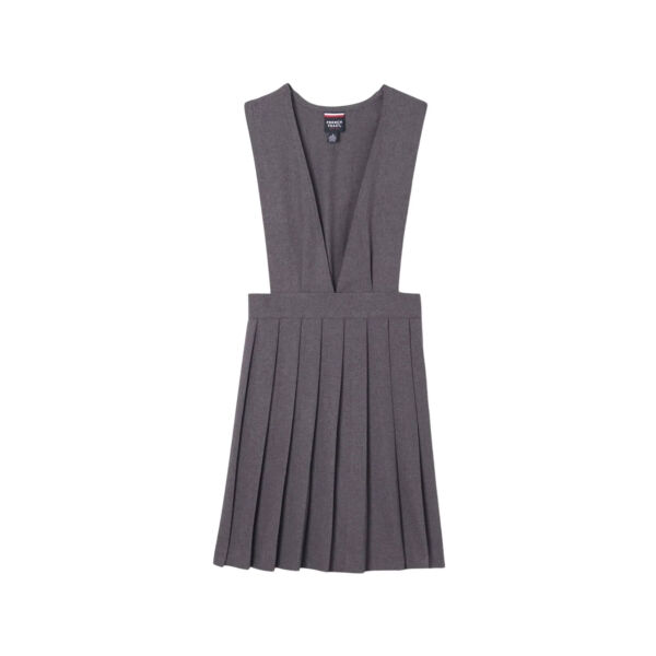 Girls Solid V-Neck Solid Pleated Jumper Thumbnail